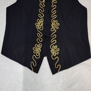 Ice Black Vest with Gold Embroidery